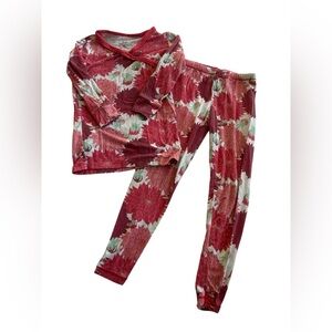 Kickee Pants Red and White Floral Kids Pajama Set